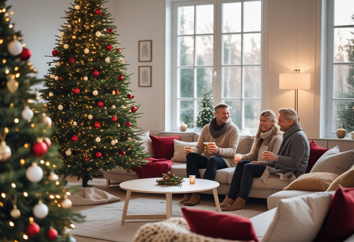 Saadan skaber du den perfekte julestue med kunstigt juletrae og loungeborde til stuen
