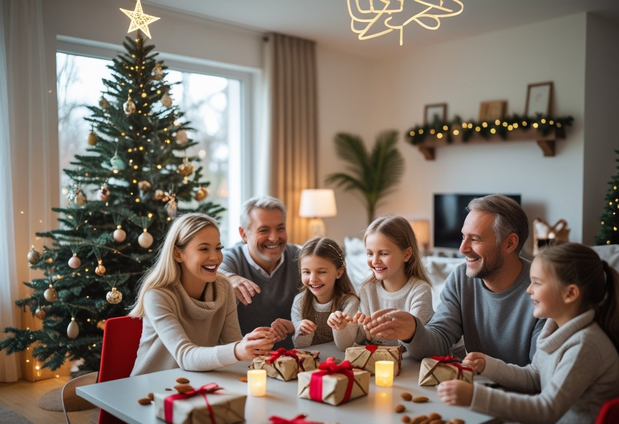 Creating the perfect Christmas atmosphere with an artificial Christmas tree and entertaining almond giftsBliv fx inspireret af de mange kreative mandelgaver